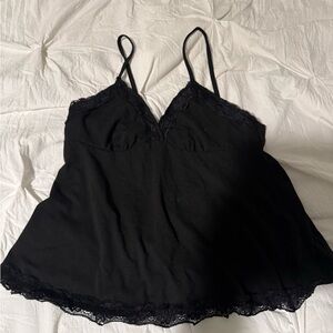 ROMWE Black Camisole with Lace Detail